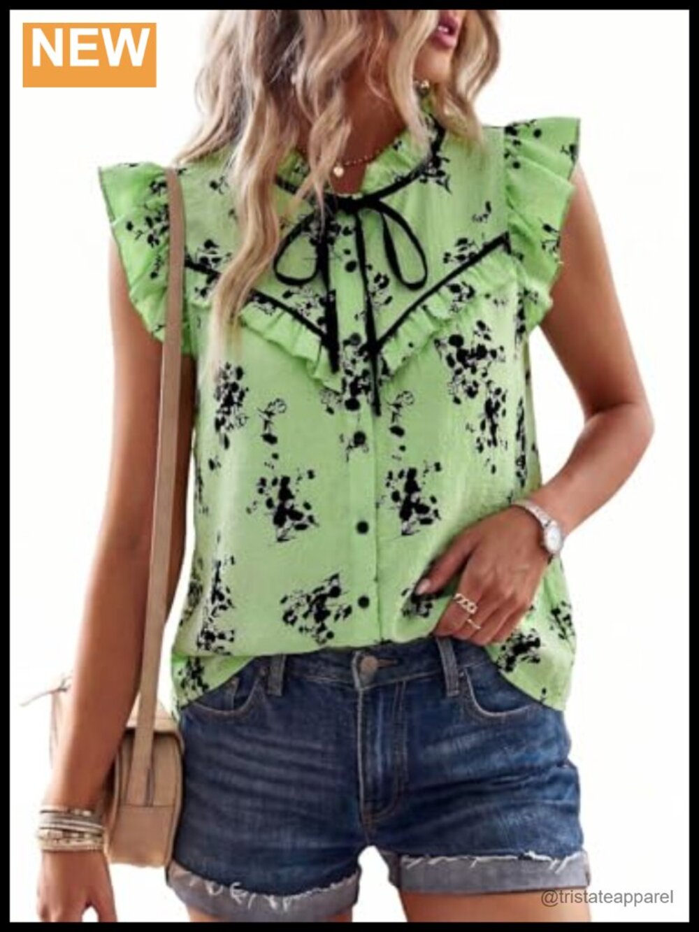 Womens Summer Floral Peasant Top Button Down Ruffle Sleeve Boho Tunic